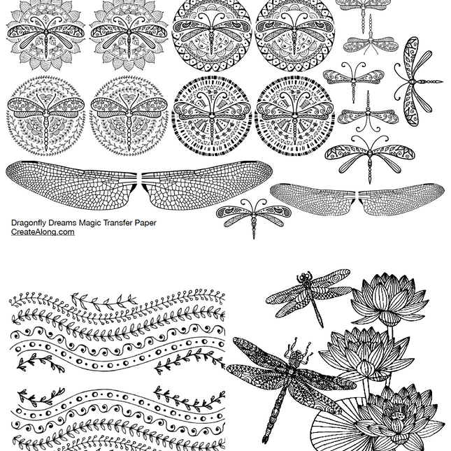 Digital Dragonfly Dreams Image Transfer PDF for creating images on raw polymer clay and for use with Magic Transfer Paper - Create Along 