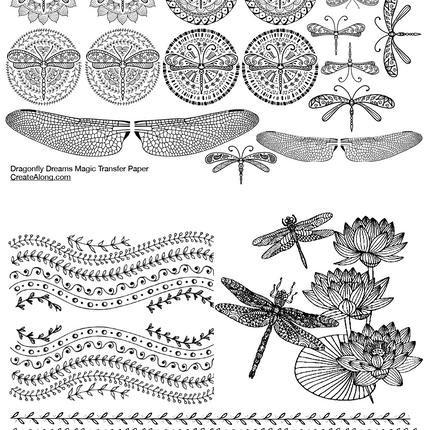 Digital Dragonfly Dreams Image Transfer PDF for creating images on raw polymer clay and for use with Magic Transfer Paper - Create Along 