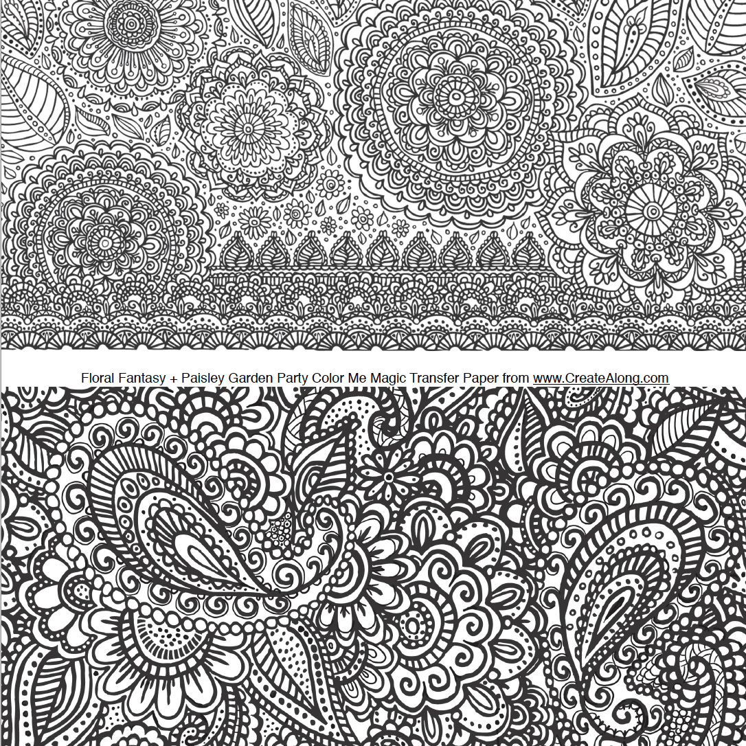 Digital Paisley Garden Party & Floral Fantasy Image Transfer PDF for creating images on raw polymer clay and for use with Magic Transfer Paper