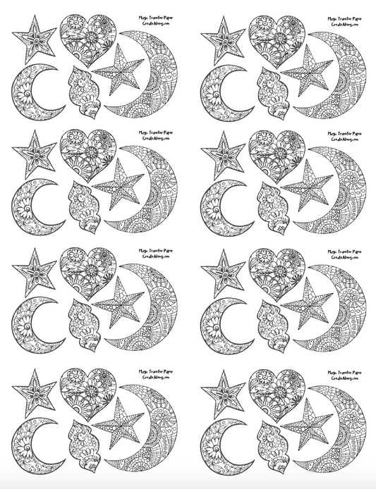 Digital Moon & Stars Image Transfer PDF for creating images on raw polymer clay and for use with Magic Transfer Paper