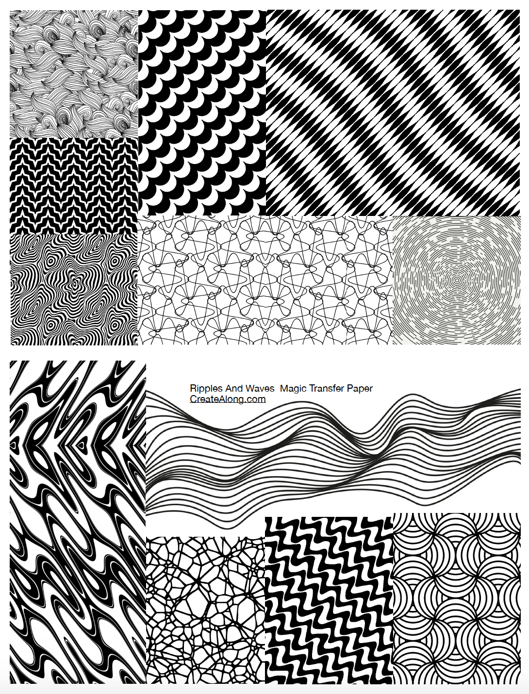 Digital Ripples & Waves Image Transfer PDF for creating images on raw polymer clay and for use with Magic Transfer Paper