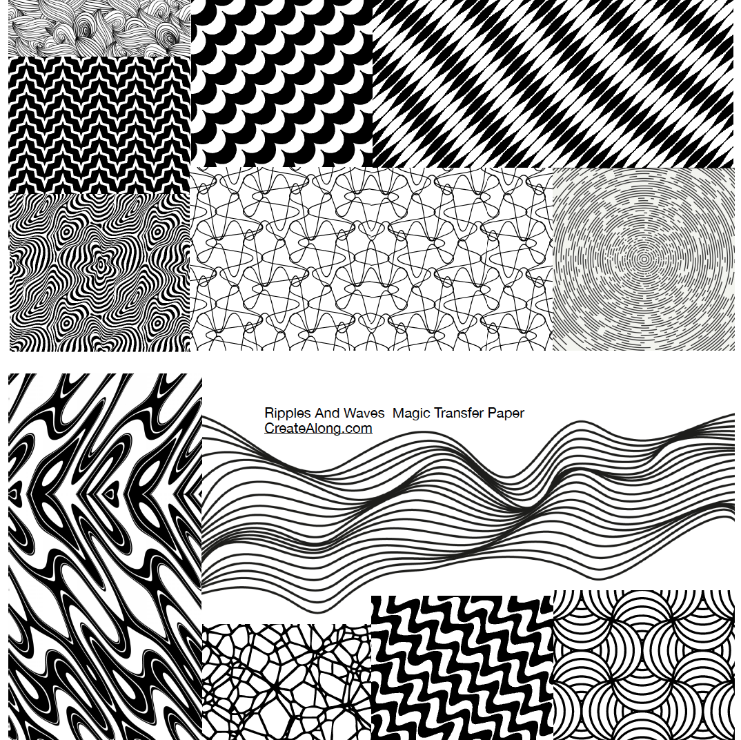 Digital Ripples & Waves Image Transfer PDF for creating images on raw polymer clay and for use with Magic Transfer Paper