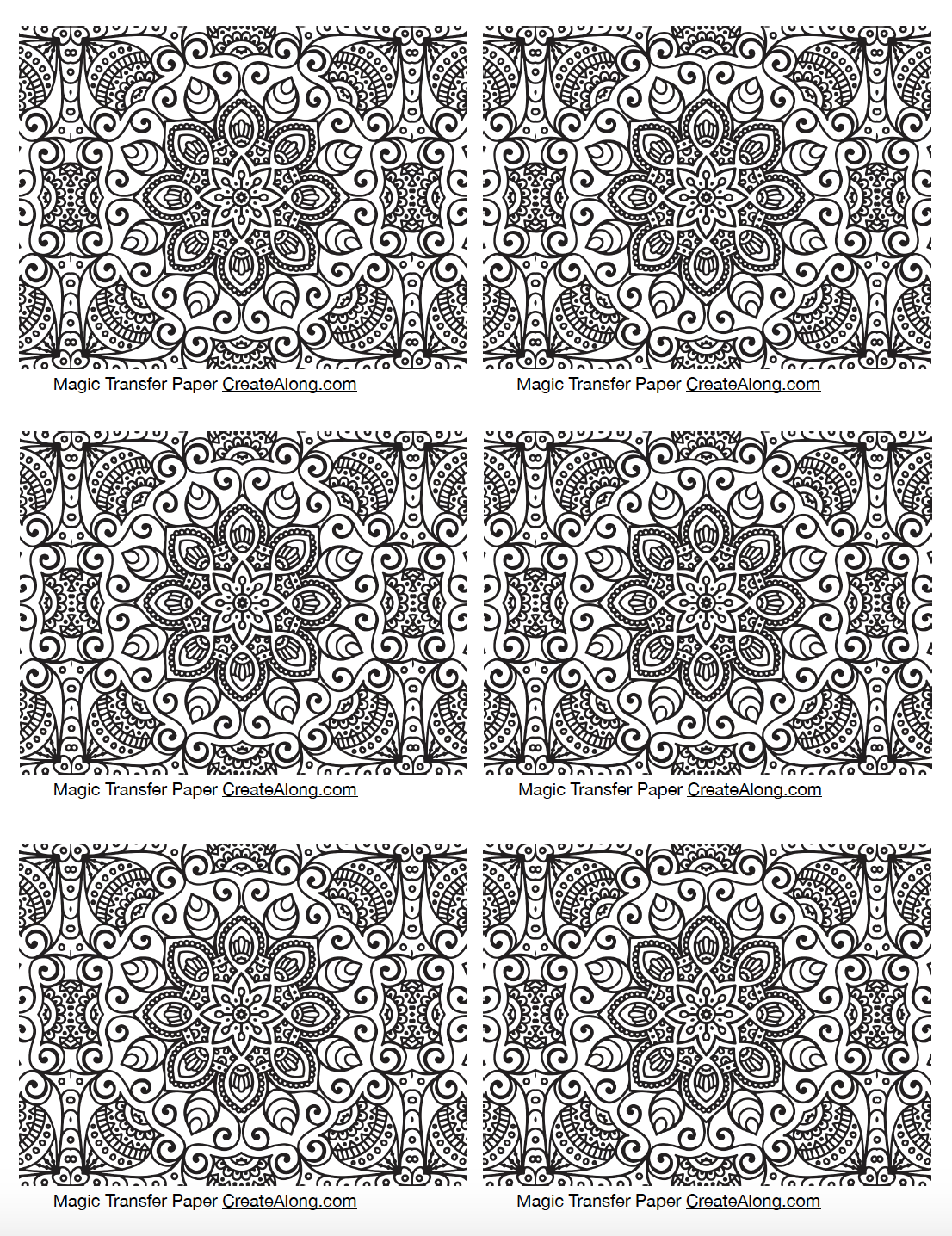 Digital Rectangular Mandala Image Transfer PDF for creating images on raw polymer clay and for use with Magic Transfer Paper
