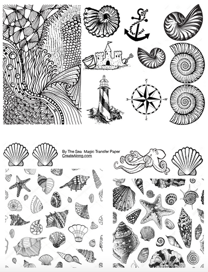 Digital By the Sea Image Transfer PDF for creating images on raw polymer clay and for use with Magic Transfer Paper - Create Along 