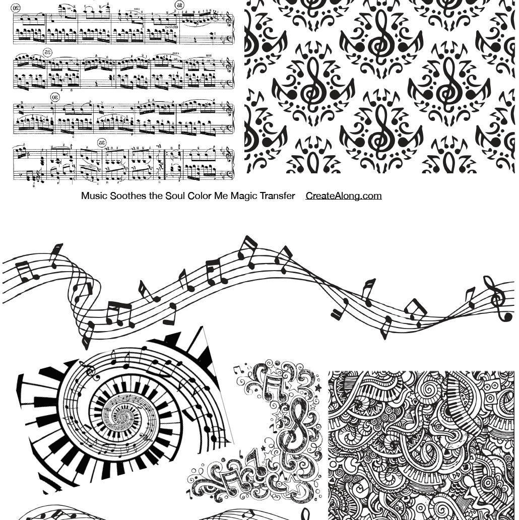 Digital Musical Image Transfer PDF for creating images on raw polymer clay and for use with Magic Transfer Paper