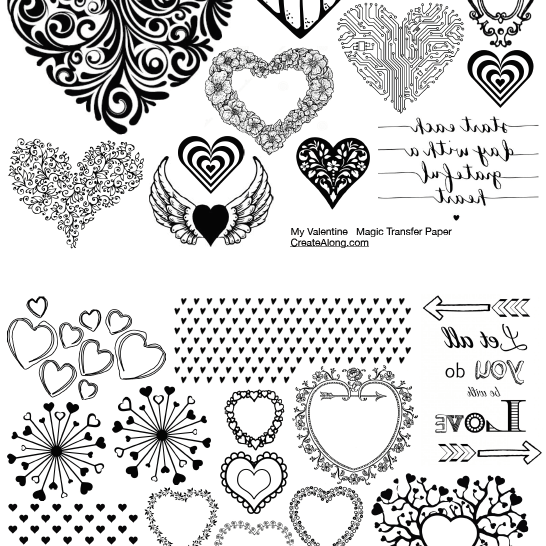 Digital Valentine Hearts Image Transfer PDF for creating images on raw polymer clay and for use with Magic Transfer Paper