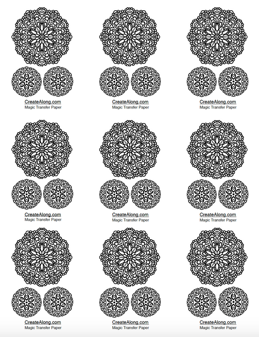 Digital Floral Mandala Image Transfer PDF for creating images on raw polymer clay and for use with Magic Transfer Paper