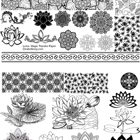 Digital Lotus Image Transfer PDF for creating images on raw polymer clay and for use with Magic Transfer Paper