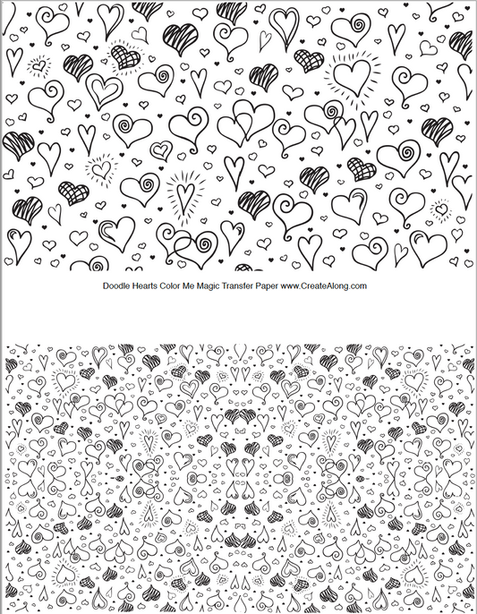 Digital Doodle Hearts Transfer PDF for creating images on raw polymer clay and for use with Magic Transfer Paper