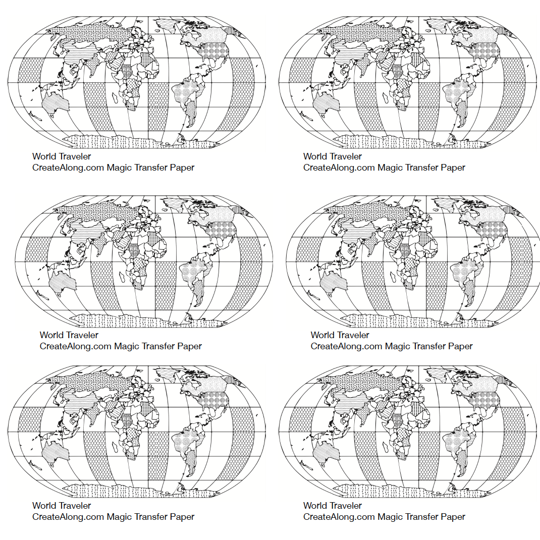 Digital World Traveler Transfer PDF for creating images on raw polymer clay and for use with Magic Transfer Paper