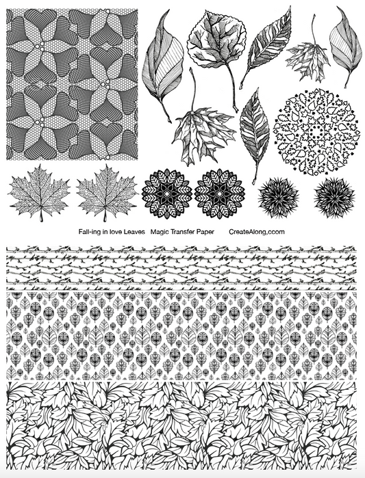 Digital Autumn Leaves Transfer PDF for creating images on raw polymer clay and for use with Magic Transfer Paper