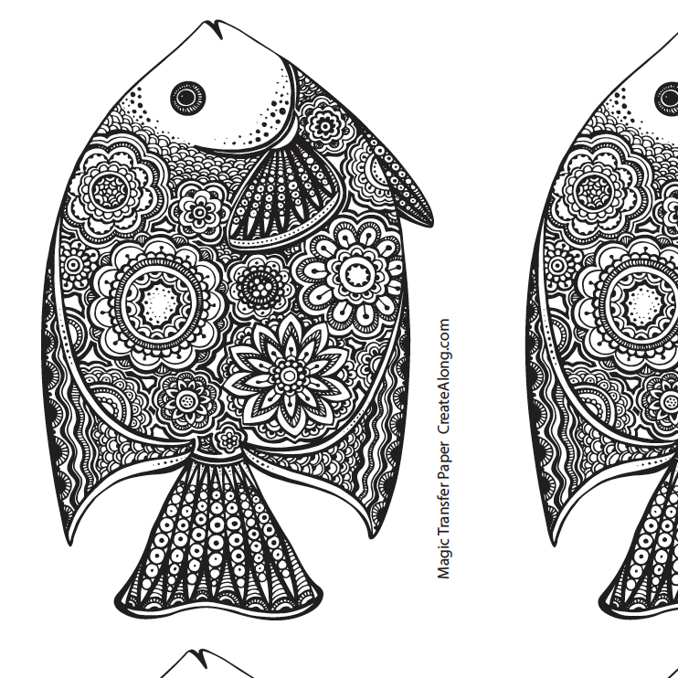 Digital Decorative Fish Transfer PDF for creating images on raw polymer clay and for use with Magic Transfer Paper