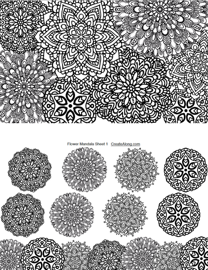 Digital Flower Mandalas Image Transfer PDF for creating images on raw polymer clay and for use with Magic Transfer Paper - Create Along 