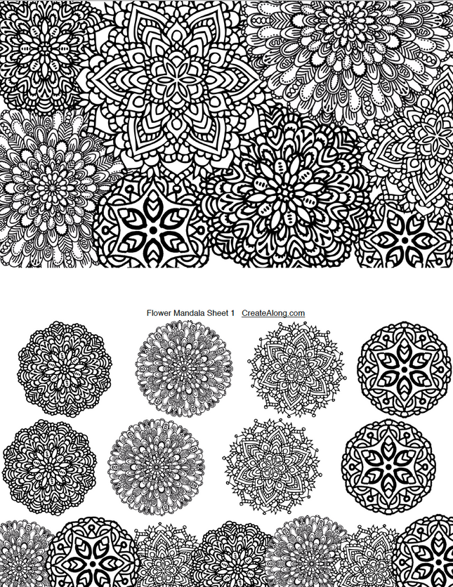 Digital Flower Mandalas Image Transfer PDF for creating images on raw polymer clay and for use with Magic Transfer Paper - Create Along 