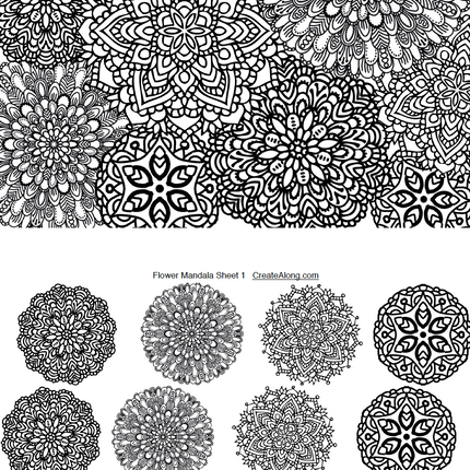 Digital Flower Mandalas Image Transfer PDF for creating images on raw polymer clay and for use with Magic Transfer Paper - Create Along 