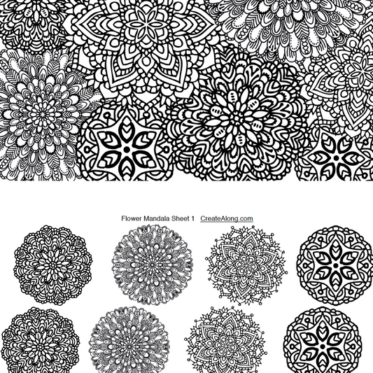 Digital Flower Mandalas Image Transfer PDF for creating images on raw polymer clay and for use with Magic Transfer Paper