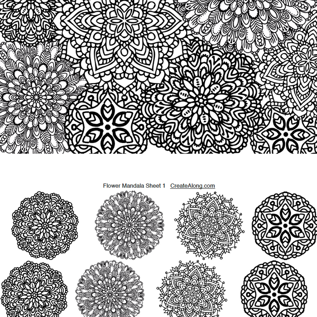 Digital Flower Mandalas Image Transfer PDF for creating images on raw polymer clay and for use with Magic Transfer Paper - Create Along 
