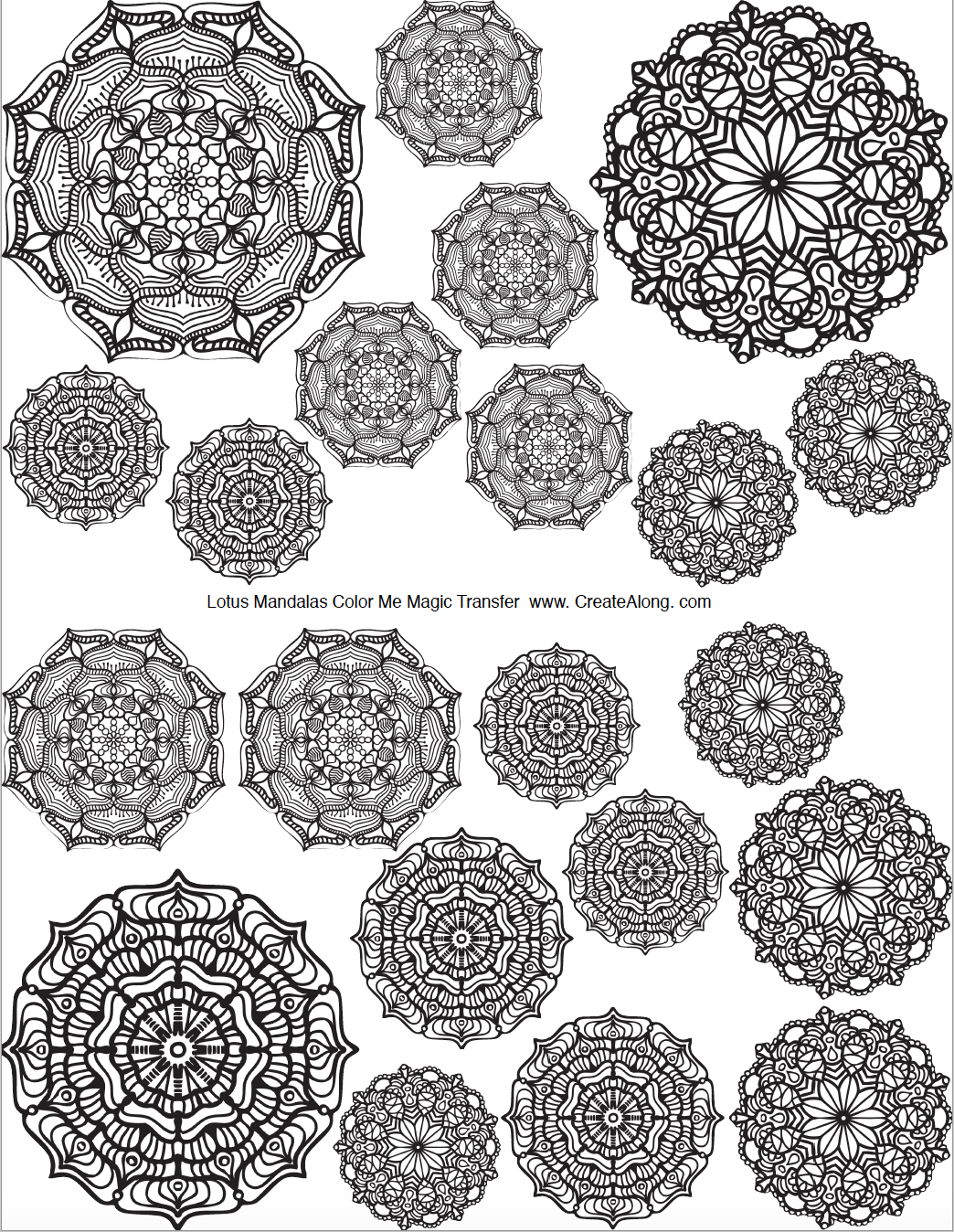 Digital Lotus Mandalas Image Transfer PDF for creating images on raw polymer clay and for use with Magic Transfer Paper