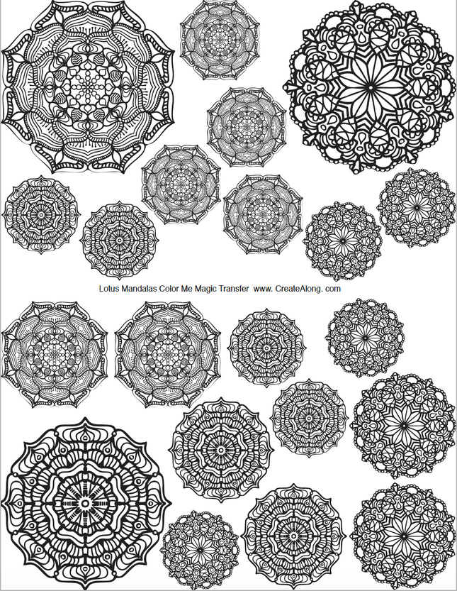 Digital Lotus Mandalas Image Transfer PDF for creating images on raw polymer clay and for use with Magic Transfer Paper - Create Along 