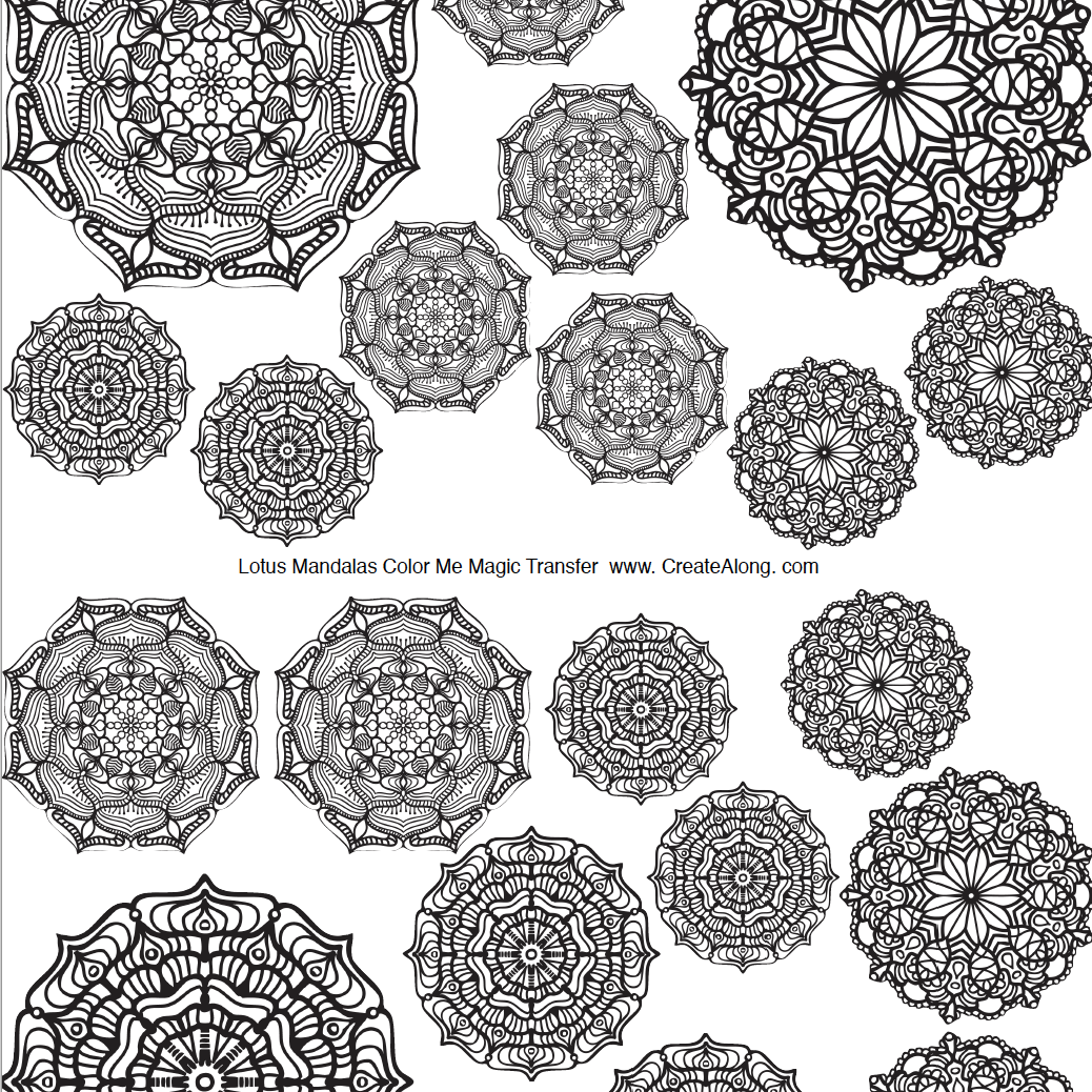 Digital Lotus Mandalas Image Transfer PDF for creating images on raw polymer clay and for use with Magic Transfer Paper