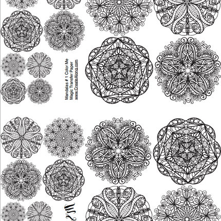 Digital Mandalas #1 Image Transfer PDF for creating images on raw polymer clay and for use with Magic Transfer Paper - Create Along 