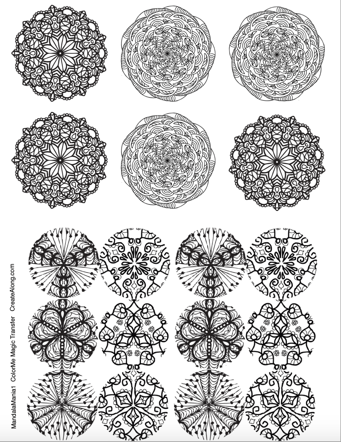 Digital Mandala Mania Image Transfer PDF for creating images on raw polymer clay and for use with Magic Transfer Paper