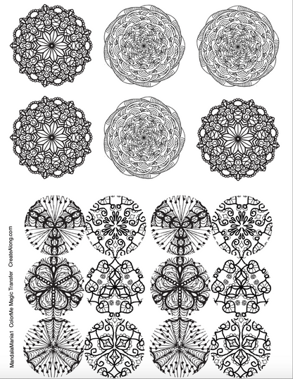 Digital Mandala Mania Image Transfer PDF for creating images on raw polymer clay and for use with Magic Transfer Paper - Create Along 