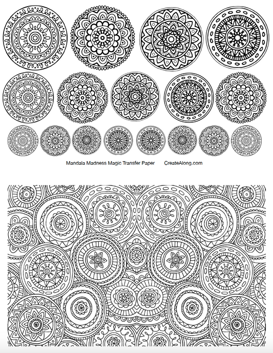 Digital More Mandala Madness Image Transfer PDF for creating images on raw polymer clay and for use with Magic Transfer Paper