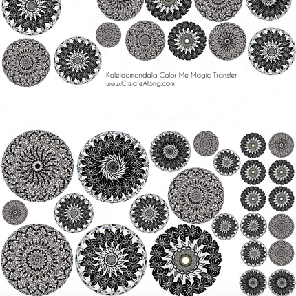 Digital Kaleidomandalas Image Transfer PDF for creating images on raw polymer clay and for use with Magic Transfer Paper - Create Along 
