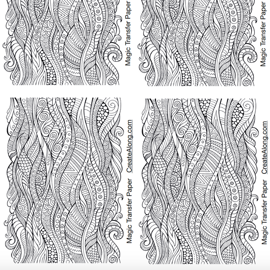 Digital Zentangle Waves Image Transfer PDF for creating images on raw polymer clay and for use with Magic Transfer Paper