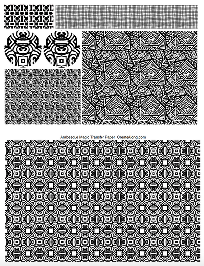 Digital Arabesque Image Transfer PDF for creating images on raw polymer clay and for use with Magic Transfer Paper - Create Along 