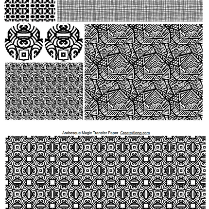 Digital Arabesque Image Transfer PDF for creating images on raw polymer clay and for use with Magic Transfer Paper - Create Along 