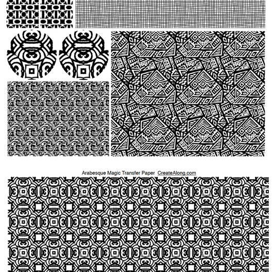 Digital Arabesque Image Transfer PDF for creating images on raw polymer clay and for use with Magic Transfer Paper