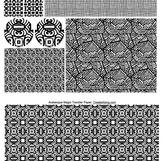 Digital Arabesque Image Transfer PDF for creating images on raw polymer clay and for use with Magic Transfer Paper - Create Along 