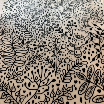 Herbal Garden Botanical Plant Tree Silk Screen Stencil for Polymer Clay, Art Jewelry, Mixed Media - Create Along 