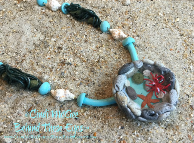 Make a Dimensional Miniature Tidal Pool Polymer Clay Pendant Online Workshop with Cindi McGee - Create Along 