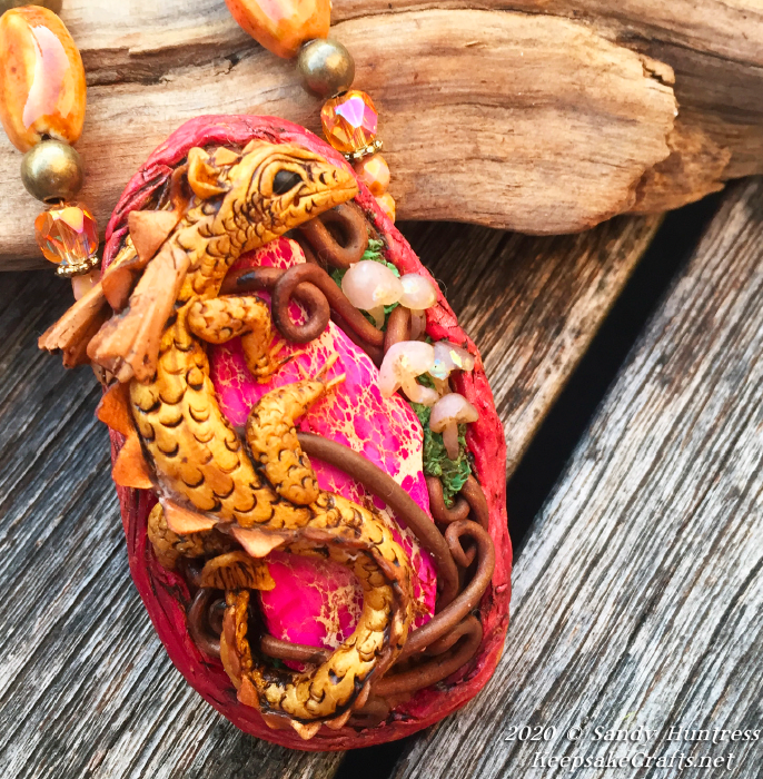 Make an Enchanted Mixed-Media Sculpted Dragon Polymer Clay Pendant Online Workshop with Sandy Huntress