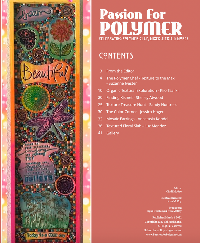 Texture Tutorials Magazine: March 2022 Passion for Polymer Clay DIGITAL Downloadable PDF - Create Along 