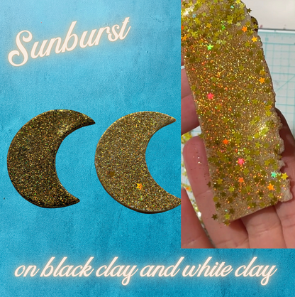 Glitter Sunburst Gold Stars holo for pens candles earrings clay resin mugs slime tumblers nail art 2 oz - Create Along 