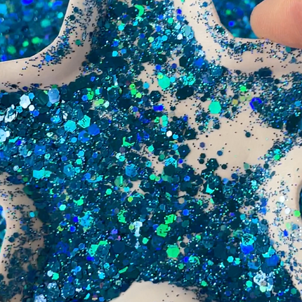 Caribbean Blue Green Mix Glitter for pens candles earrings clay resin mugs slime tumblers nail art 2 oz - Create Along 