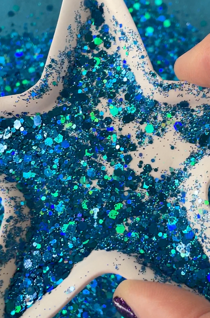Caribbean Blue Green Mix Glitter for pens candles earrings clay resin mugs slime tumblers nail art 2 oz - Create Along 