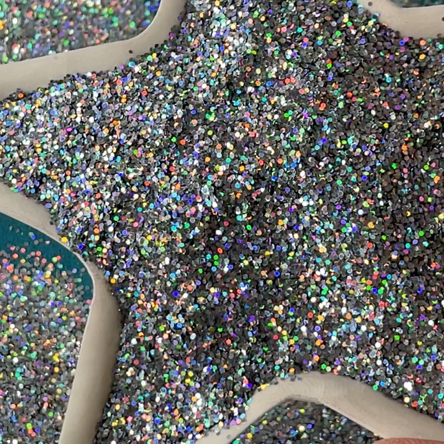 Super Silver Holographic Glitter for pens candles earrings clay resin mugs slime tumblers nail art 2 oz - Create Along 