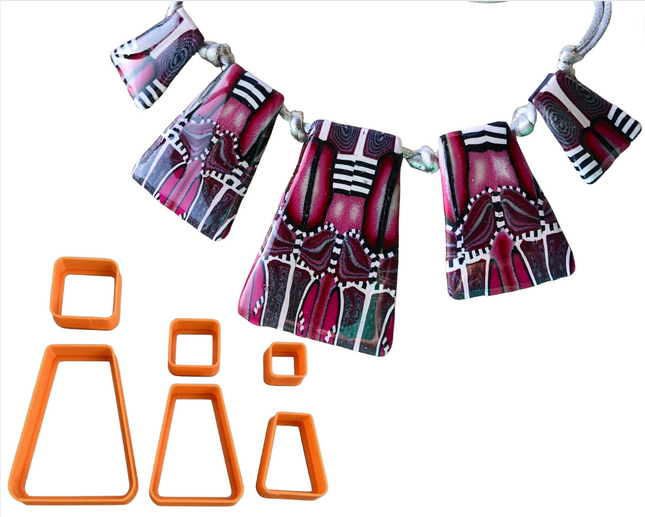 Dangles graduated Collar necklace Jewelry Sized set of 6 Polymer Clay Cutters - Create Along 