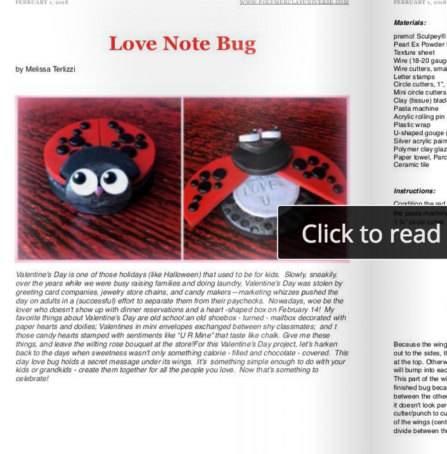 5 Polymer Clay Tutorials in PCU February 2018 Monthly Magazine - Create Along 