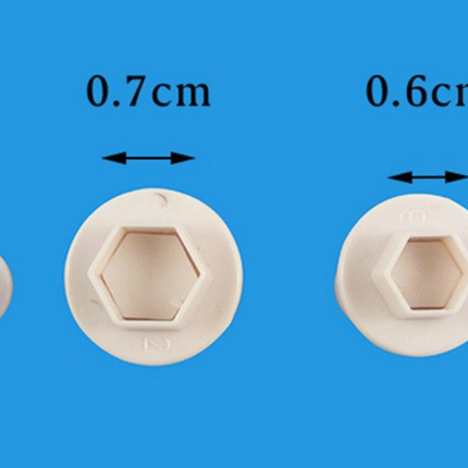 Mini Hexagon Plunger Set of 4 graduated sizes Jewelry Sized polymer clay cutters - Create Along 