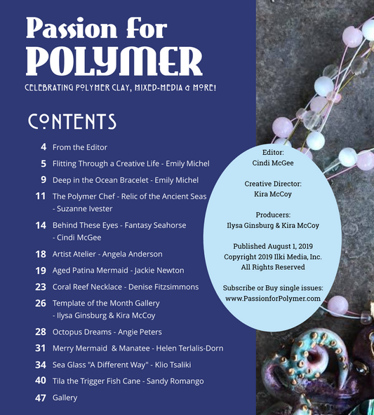 August Passion for Polymer clay magazine- DIGITAL PDF download - Polymer Clay TV tutorial and supplies
