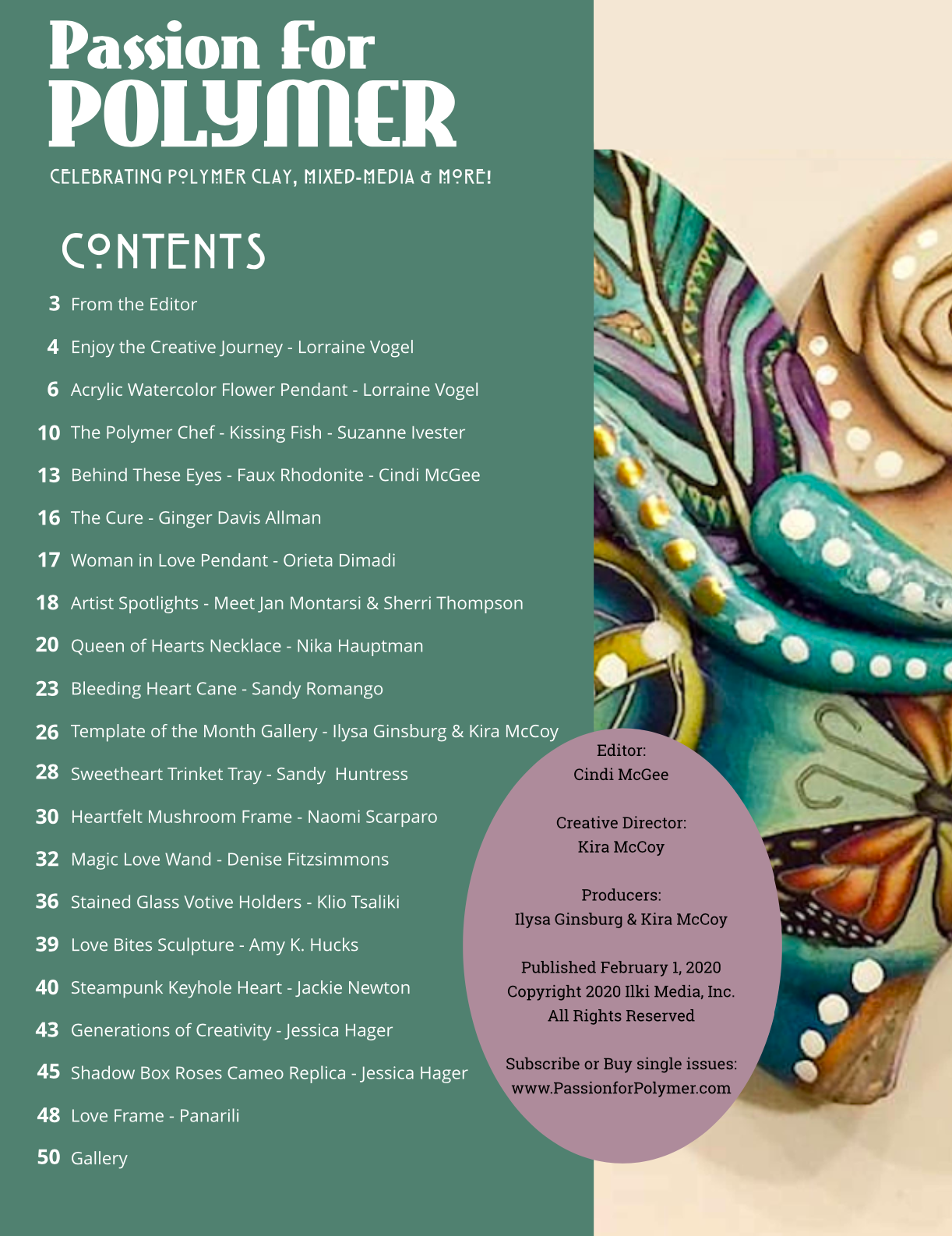 February 2020 Passion for Polymer clay magazine- DIGITAL PDF download - Polymer Clay TV tutorial and supplies
