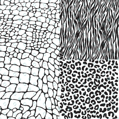 Silkscreen Stencil Wild Things leopard cheetah zebra croc animal for Polymer Clay and Mixed Media - Create Along 