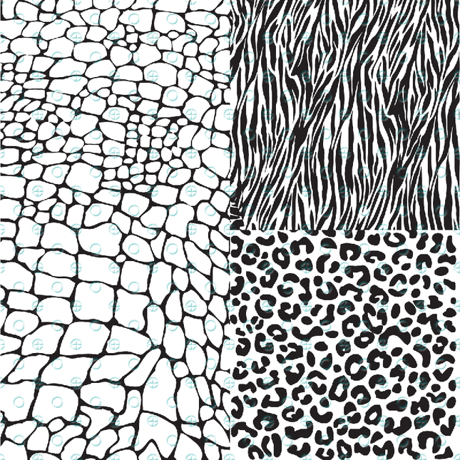 Silkscreen Stencil Wild Things leopard cheetah zebra croc animal for Polymer Clay and Mixed Media - Create Along 