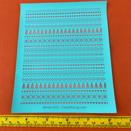 Winter Knit Holiday Christmas trees plants Silk Screen Stencil for Polymer Clay, Art Jewelry, Mixed Media